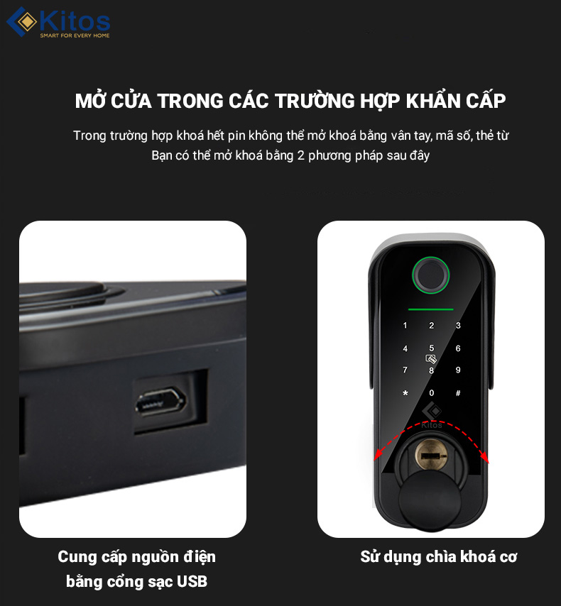 Khoá vân tay cửa cổng Kitos KT-DL04 Pro