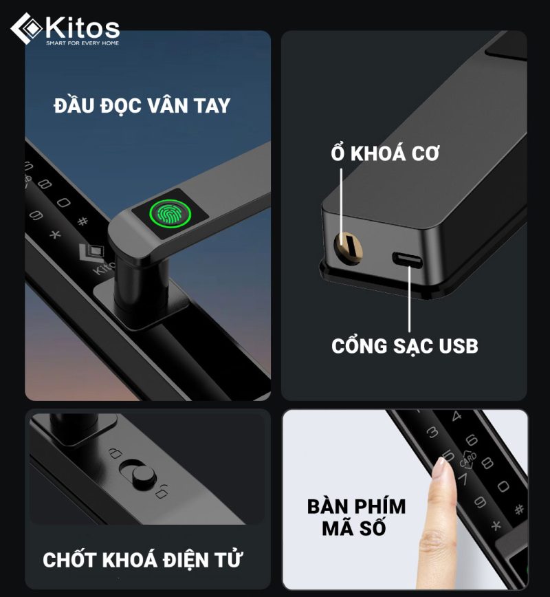 Khoá vân tay cửa nhôm Kitos KT-AL630