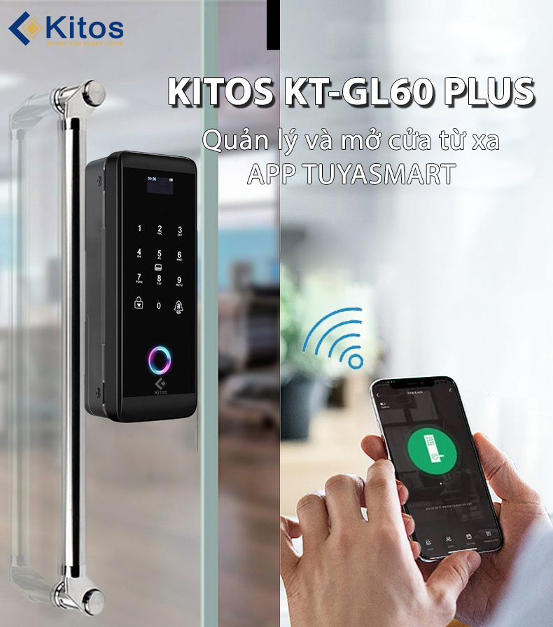 Khoá vân tay cửa kính Kitos KT-GL60 Plus